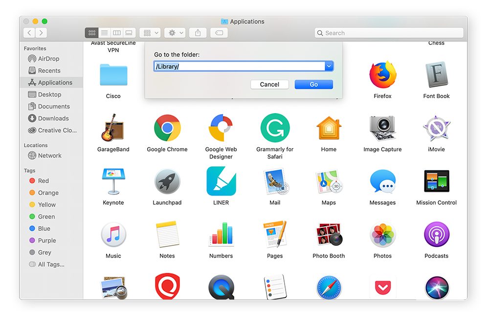 Apertura de la Biblioteca en macOS.