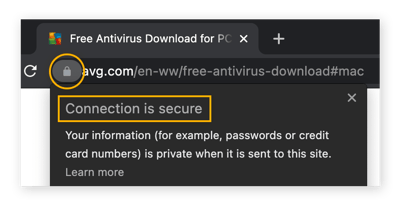 Le cadenas indique que le site est fiable.