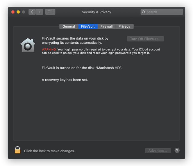 Encrypting the hard disk with FileVault in macOS Catalina