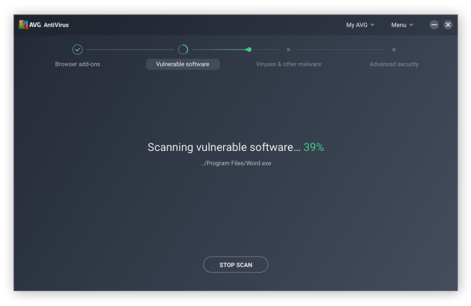AVG AntiVirus FREE scannt Ihren PC in Echtzeit, um Makroviren zu erkennen und zu entfernen, bevor sie Ihren Computer infizieren.