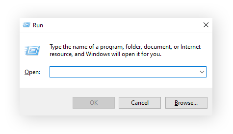 Het Windows 10-venster 'Uitvoeren'