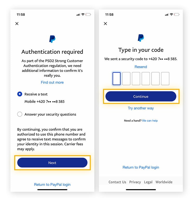 Restablecimiento de la contraseña en una cuenta hackeada de PayPal.