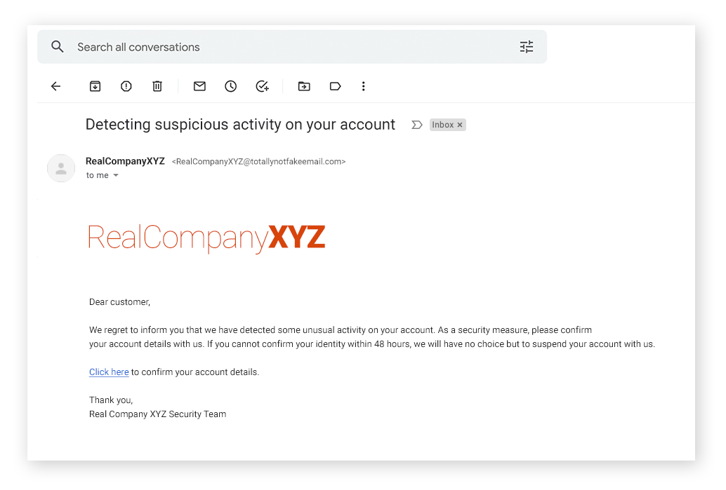 I computer possono essere violati se le vittime fanno clic su collegamenti dannosi contenuti nelle email di phishing.