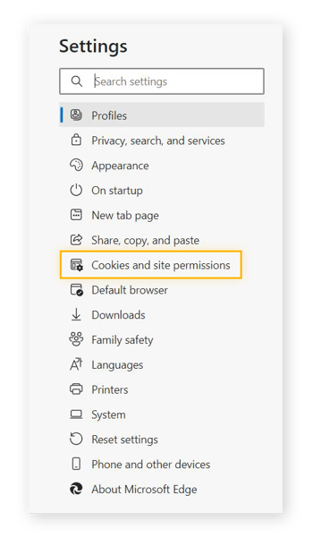 Gestion des cookies et des autorisations de site lors du blocage des fenêtres contextuelles dans Microsoft Edge ou IE.