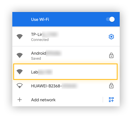 Les réseaux Wi-Fi non sécurisés sont répertoriés sans icône de cadenas à côté de leur nom.