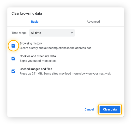 This page allows you to delete browser history as well as cookies.