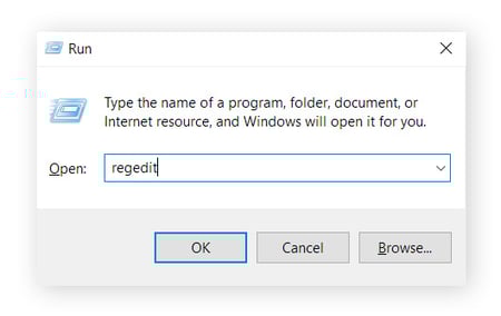 Opening up regedit in Windows
