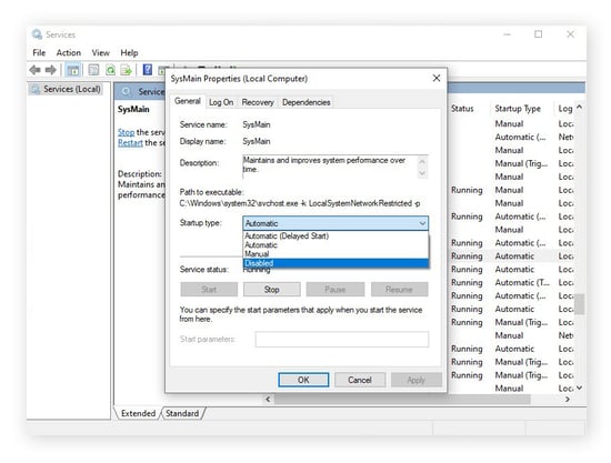 Deaktivieren von SysMain in Windows 10