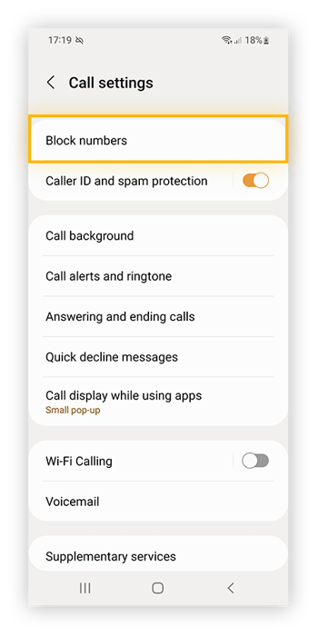 Select Block numbers in Android Phone settings to start blocking spam texts.