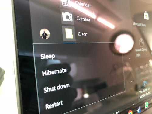 The Windows 10 shutdown menu