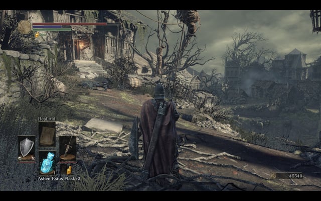 Uno screenshot dell’esperienza di gioco di Dark Souls 3 con l’opzione Qualità ombre impostata al livello medio.