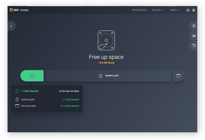 Onnodige bestanden verwijderen met AVG TuneUp voor Windows.
