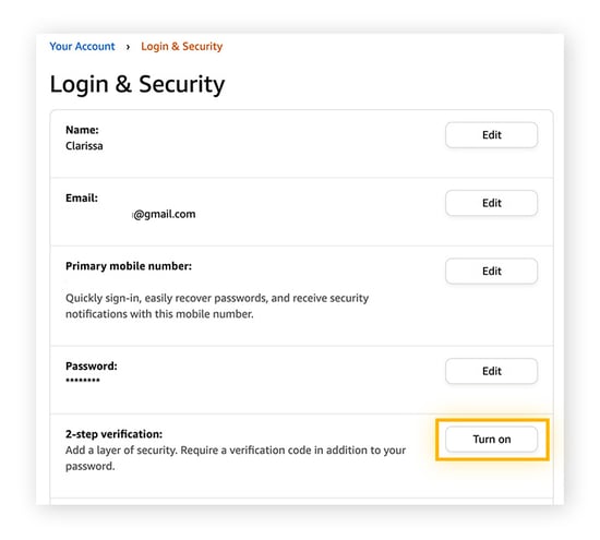 Aktivieren Sie die zweistufige Verifizierung in Ihrem Amazon-Konto