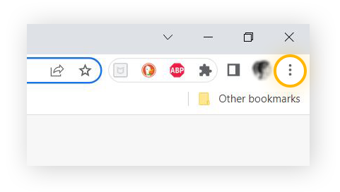 Selecteer het hoofdmenu in Google Chrome voor toegang tot de opties van de incognitomodus.