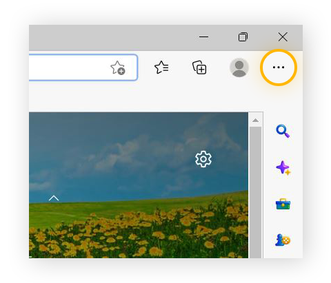 Openen van het menu in Microsoft Edge voor toegang tot de instellingen van het Nieuw InPrivate-venster.