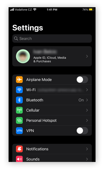 Acessando as configurações Wi-Fi no iOS