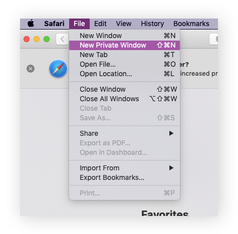 Schakel privacy browsen in in Safari door Nieuw privévenster te selecteren.