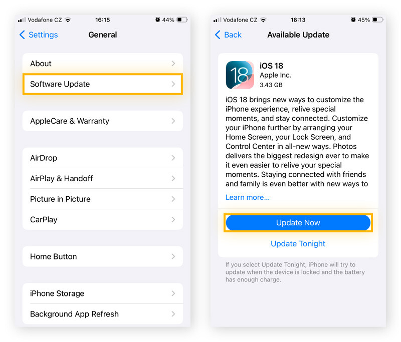 Atualização para o iOS 18 para otimizar o iPhone e evitar o superaquecimento.