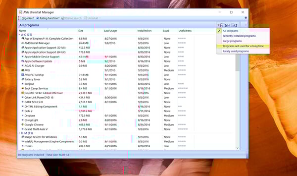 Uninstall manager