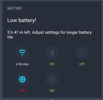 Schermata di Android per la batteria scarica