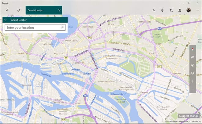The location settings in Windows 10 The location settings in Windows 10