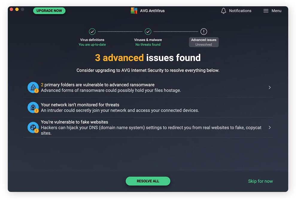 Ergebnisse eines Mac-Malware-Scans mit AVG AntiVirus Free für Mac