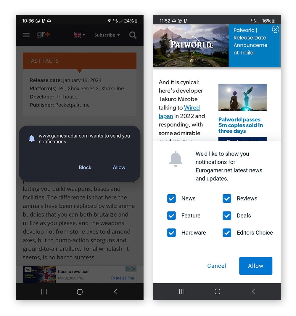 Push notifications