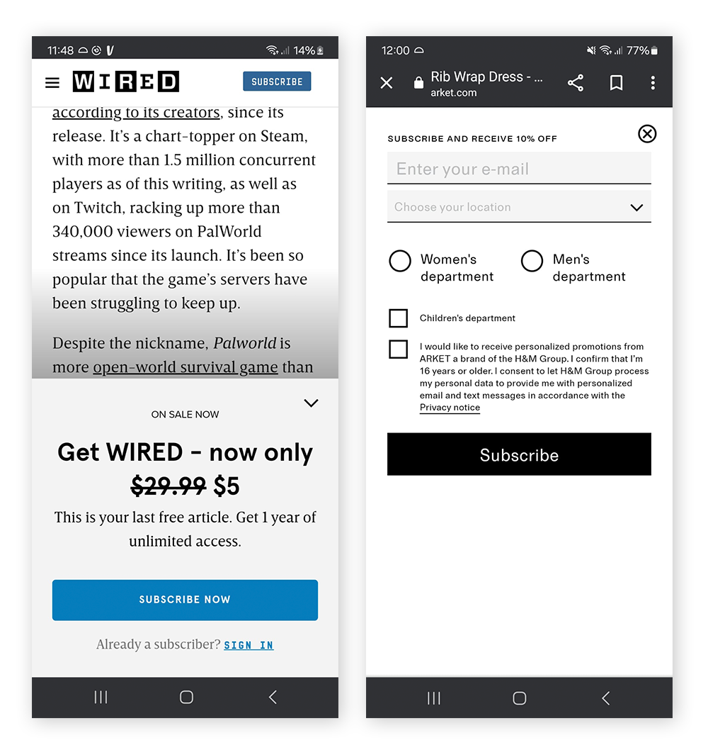 Interstitial ads